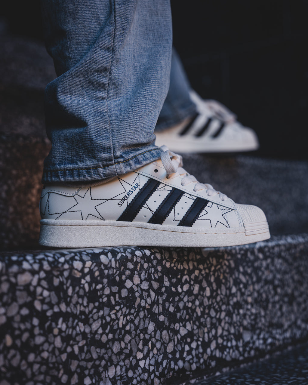 Adidas Superstar II Cream White Black Stars