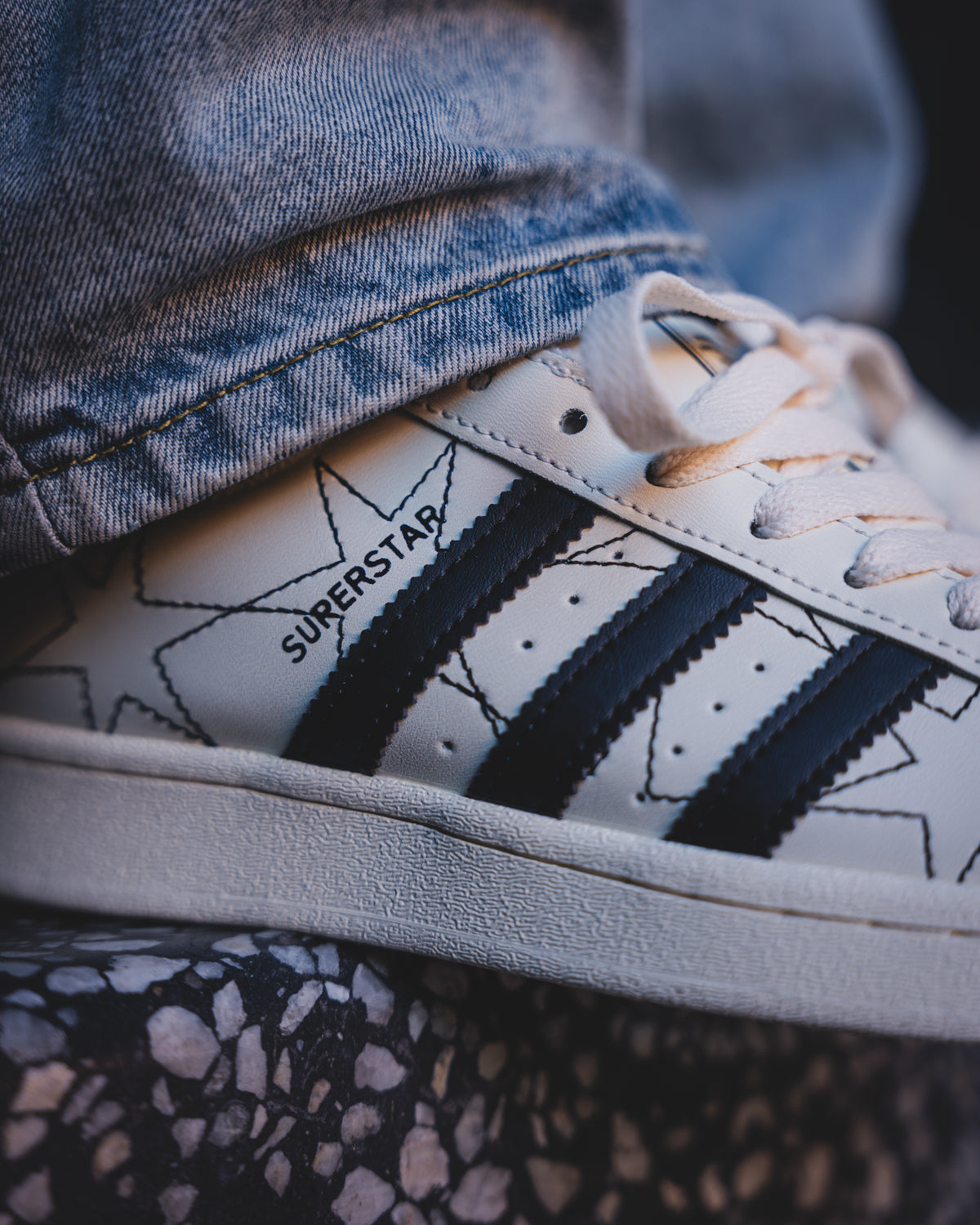Adidas Superstar II Cream White Black Stars