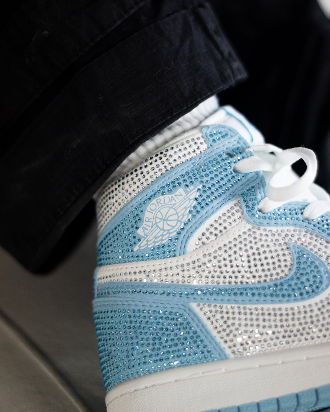 Nike Air Jordan 1 Retro High OG UNC x Carolina Blue “Custom Crystal-embellished”