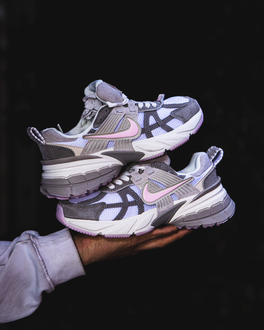 Nike V2K Run Light Purple, Grey, and Pink