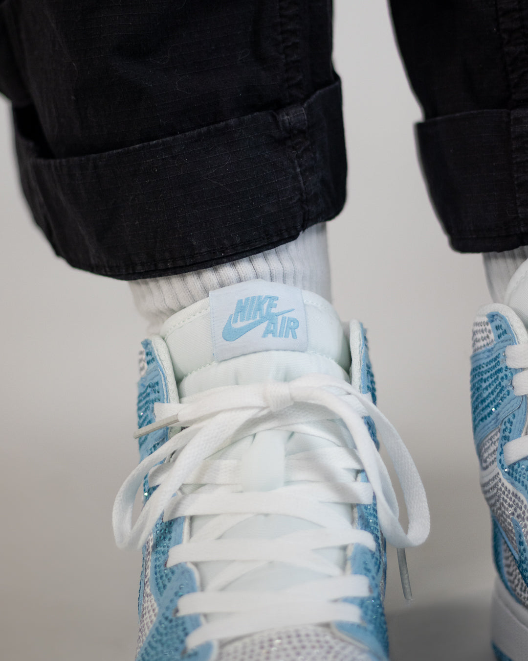 Nike Air Jordan 1 Retro High OG UNC x Carolina Blue “Custom Crystal-embellished”