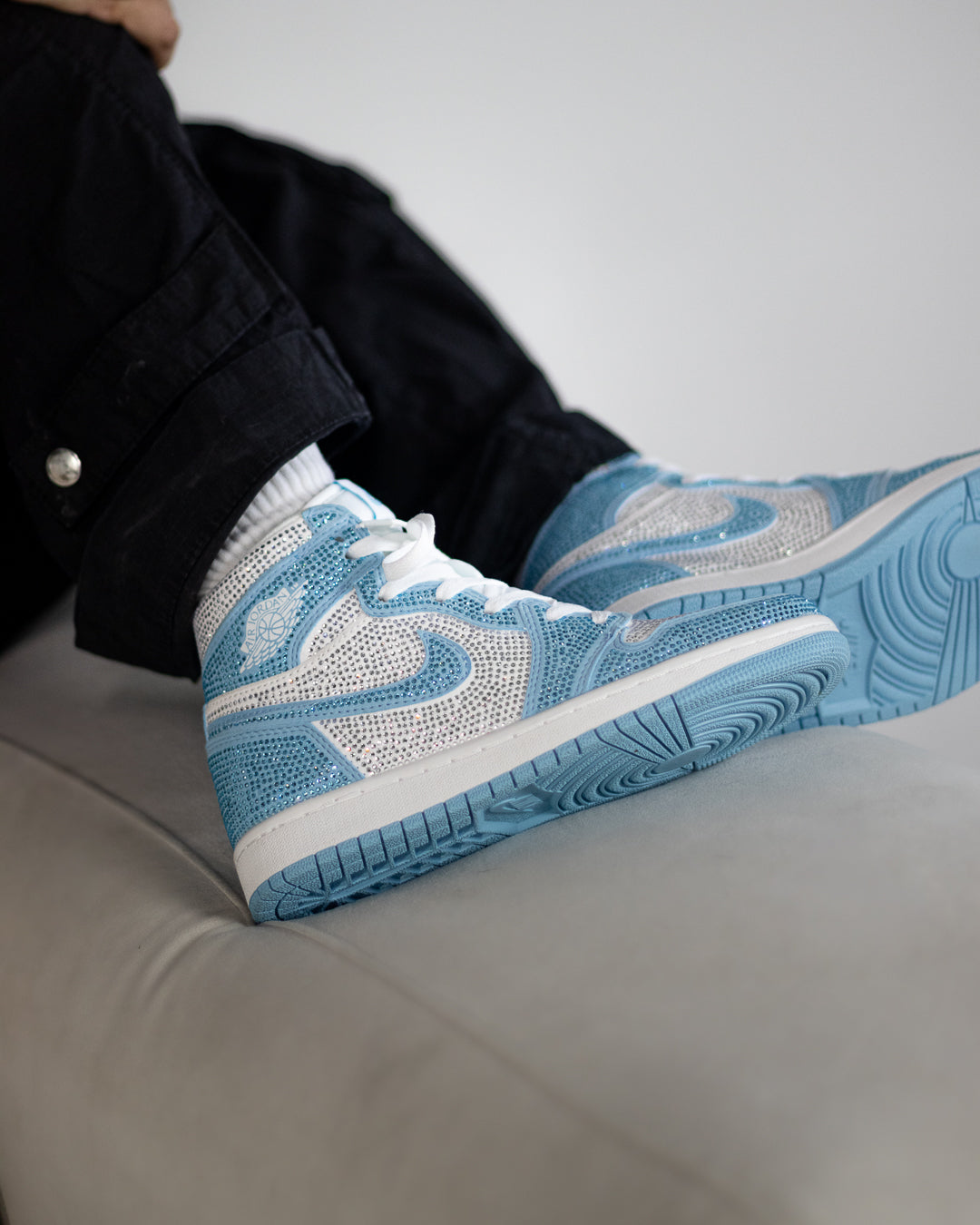 Nike Air Jordan 1 Retro High OG UNC x Carolina Blue “Custom Crystal-embellished”